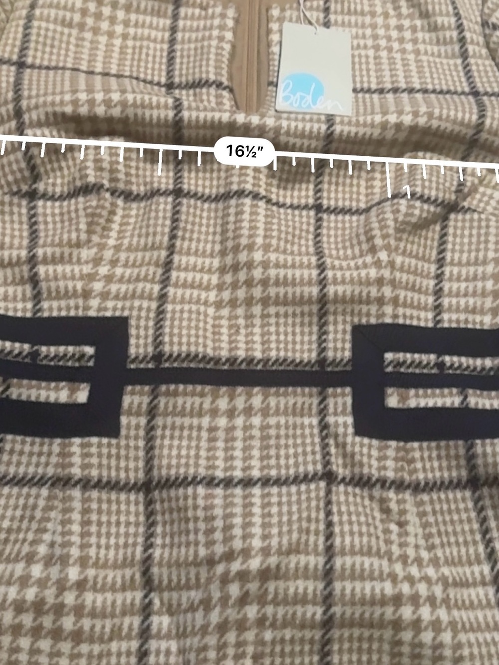 Boden Heritage British Tweed Plaid Short-Sleeve Sheath Dress Tan & Black - Picture 5 of 6